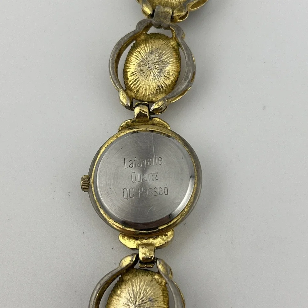 Vtg Lafayette Scarab Watch Women 21mm Gold Tone MOP Dial 7